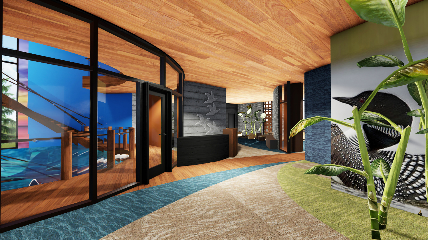 Architectural Render of interior space of building